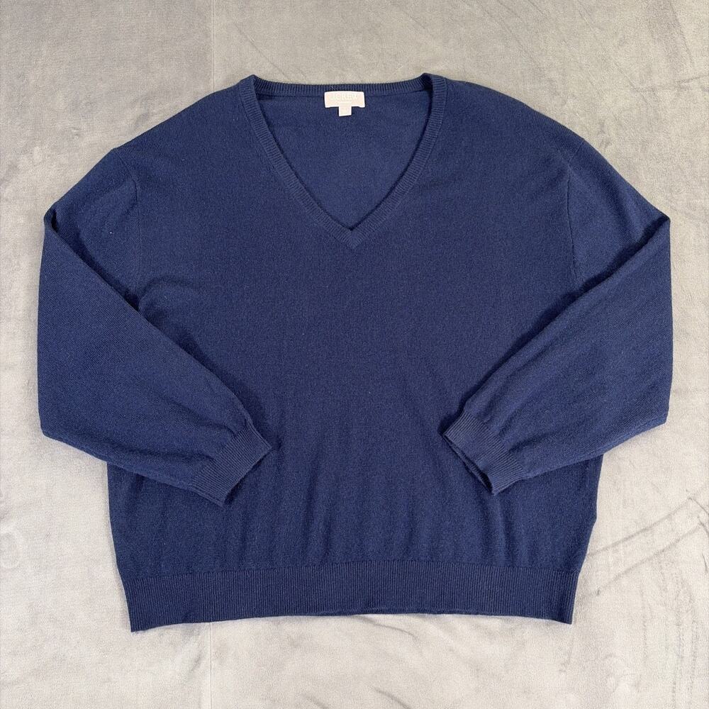 J.Crew Cashmere Sweater Men Lg 100% Italian Cashmere Slim V Neck Pullover Navy